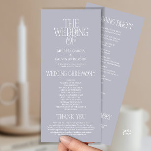 Elegant Silver Mist Typografi Bröllopsprogram Program