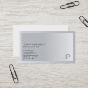Elegant Silver Modern Professionell Monogram Plain Visitkort