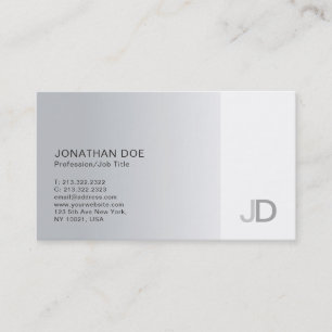Elegant Silver Modern Professionell Monogram Ren Visitkort