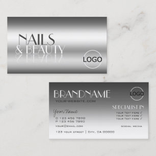 Elegant Silver Modern Spegel Brev med Logotyp Visitkort