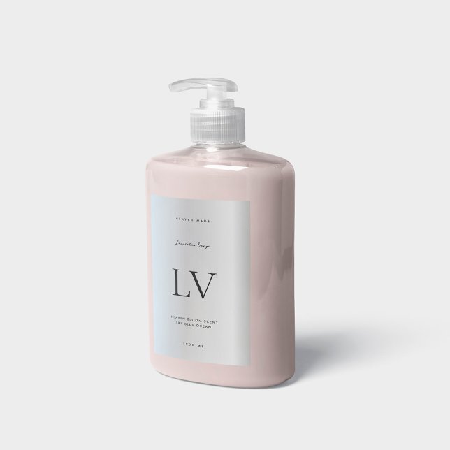 Elegant Silver Monogram Beauty Body Bath Candle Mat Etikett (Elegant Silver Monogram Beauty Body Bath Candle)