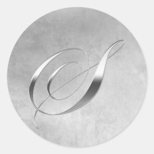 Elegant Silver Monogram S-märkning Runt Klistermärke