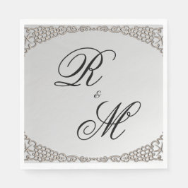 Elegant Silver Monogrammed Bröllop Pappersservett