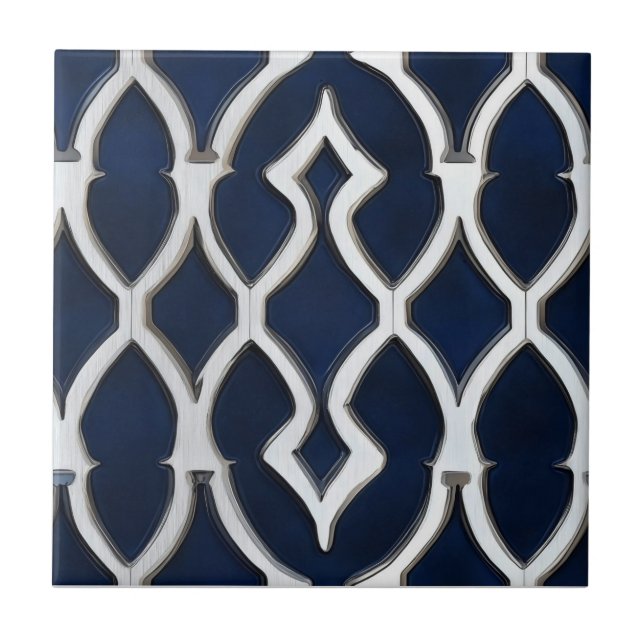 Elegant Silver Mönster Kakelplatta (Framsidan)