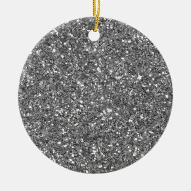 Elegant silver mousserande glitter mönster julgransprydnad keramik (Framsidan)