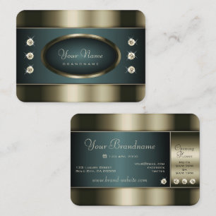 Elegant Silver och blå övertoning med hinestoner Visitkort