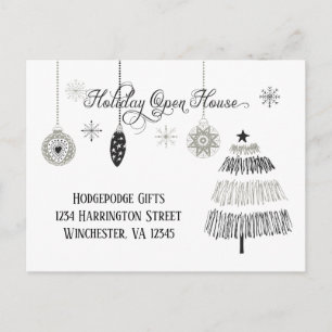 Elegant Silver och Black Helgdag Open House Helg Vykort