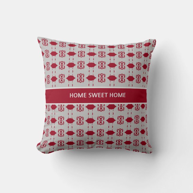 Elegant silver och burgunder Mönster Kudde (Framsida)