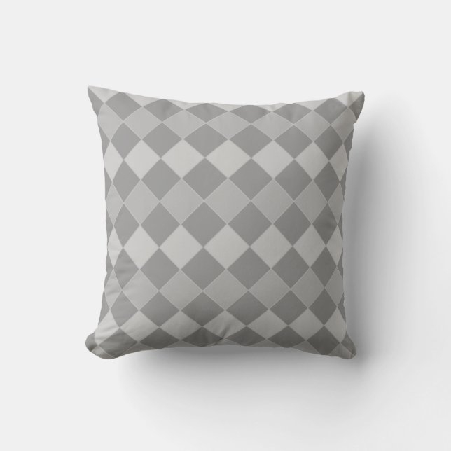 Elegant Silver och Grått-diamanter Kudde (Framsida)