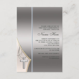 Elegant silver- och guldfirst communion-inbjudan inbjudningar