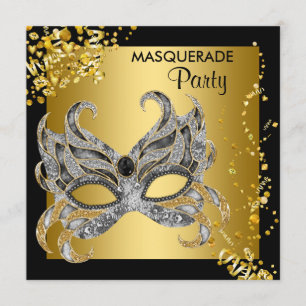 Elegant silver- och guldmaskeradbal inbjudningar