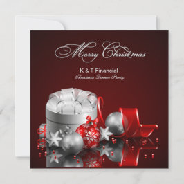 Elegant Silver och Red Corporate jul Party Inbjudningar
