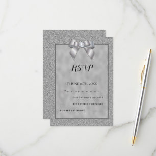 Elegant Silver och Snyggt Glitter Bröllop OSA Kort