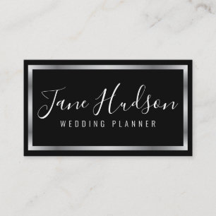 Elegant Silver och Svart Enkel Minimalistisk Visitkort