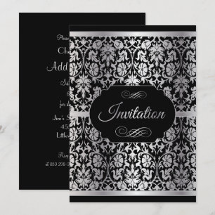 Elegant Silver och Svart Festfirande Inbjudningar