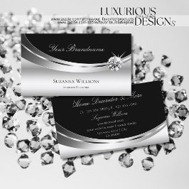 Elegant Silver och Svart med Gnistra Diamond Chic Visitkort