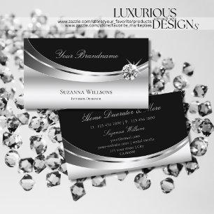 Elegant Silver och Svart med Gnistra Diamond Chic Visitkort