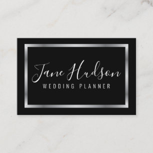 Elegant silver och svart minimalistisk visitkort