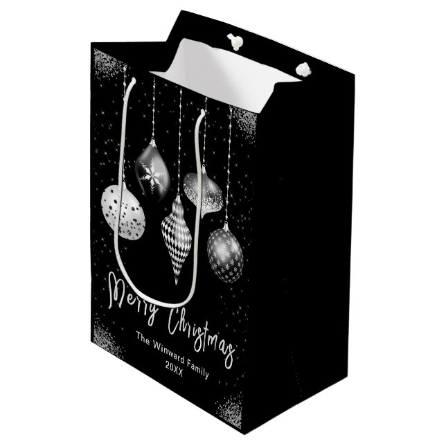 Elegant silver- och svart prydnadsjul (Framsidan Vinklad)