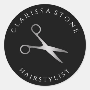 Elegant silver och svarta saxar runt klistermärke