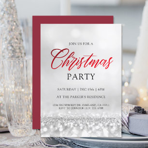 Elegant, Silver, Party, modern Glitter Inbjudningar
