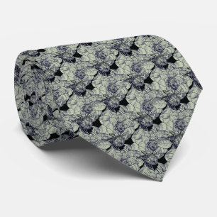 Elegant Silver Peony Flower Black Blommönster Slips