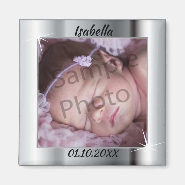 Elegant Silver Photo Ram Magnet (Framsidan)