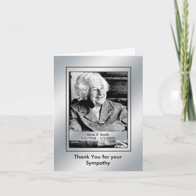 Elegant Silver Photo Tack för din sympati Kort (Framsida)