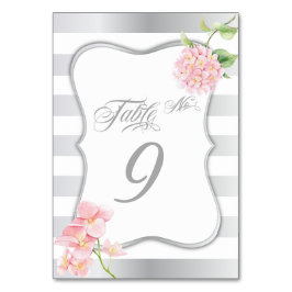 Elegant Silver Rand Rosa Hydrangea Bord Card Bordsnummer