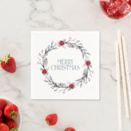 Elegant Silver Red God jul Utandning Pappersservett