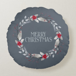 Elegant Silver Red Wand Festive Rund Kudde