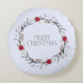 Elegant Silver Red Wand Festive Rund Kudde