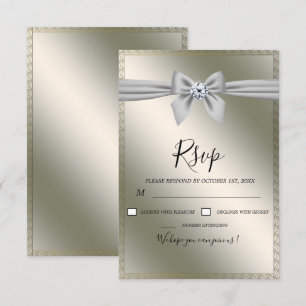 Elegant Silver Ribbon Bow Bröllop OSA Kort