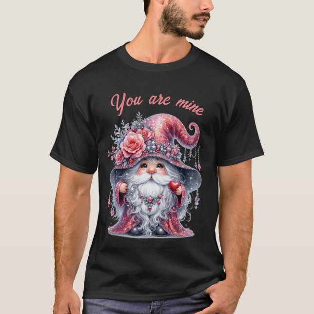 Elegant silver, röd valentinsöt gnom t shirt (Framsida)