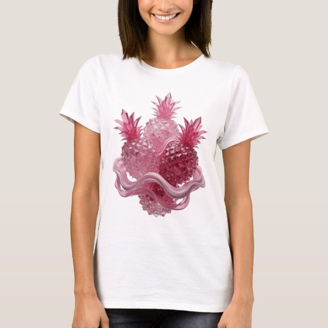Elegant Silver Rosa Glas ANANAS Textdesign T Shirt (Framsida)