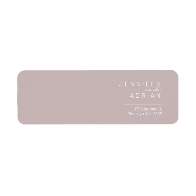 Elegant silver rosa minimal modern returadress etikett (Framsidan)