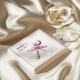 Elegant Silver Rosa Rattle Bow Baby Shower Pappersservett