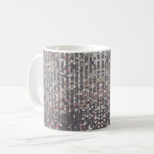 Elegant Silver rosa, vita kristallsekvenser Kaffemugg (Framsida vänster)