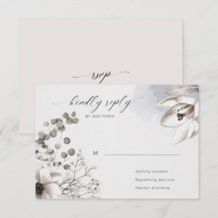 elegant silver roséblommig RSVP-svarskort OSA Kort