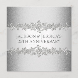 Elegant Silver Rosor 25-årsdagen för Party Inbjudningar