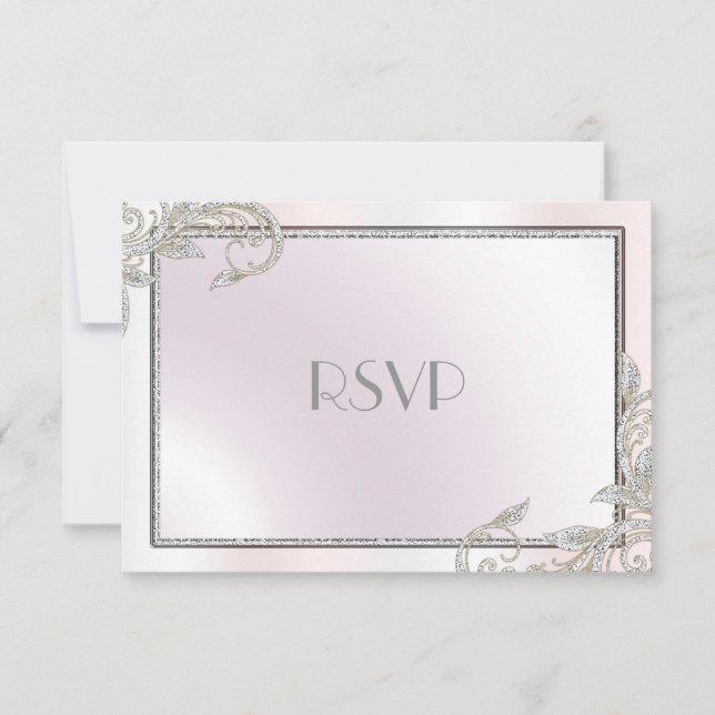 Elegant Silver RSVP OSA Kort (Framsida)