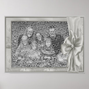 Elegant Silver Satin Bow Lägg Till Ditt Foto  Poster
