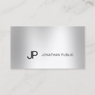 Elegant Silver: Se Professionellen Modern Monogram Visitkort