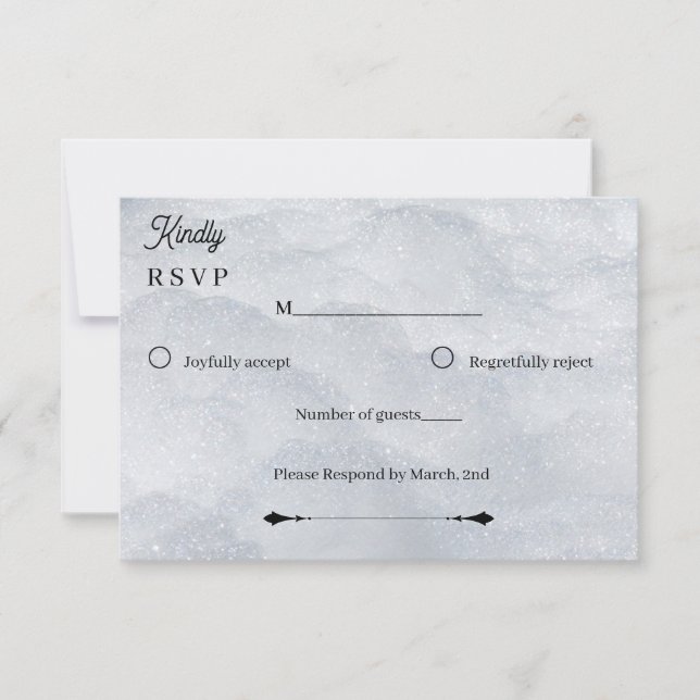 Elegant Silver Shimmering Filigree Response Card OSA Kort (Framsida)