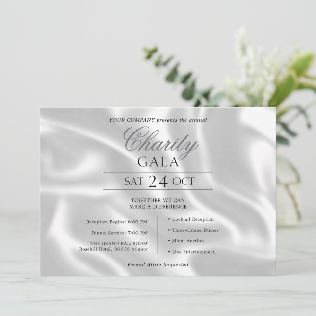 Elegant Silver Silk Company välgörenhetsgala Inbjudningar (Stående Fram)