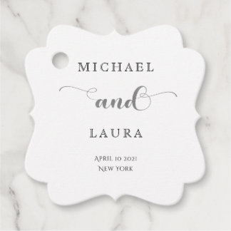 Elegant Silver SImple Bröllop Gåvor Etiketter