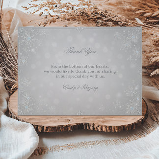 Elegant silver snöfall vinterglöd tack kort