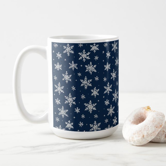 Elegant Silver Snöflinga | Vinter Högtid  Kaffemugg (Med munk)
