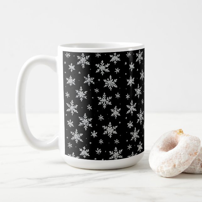 Elegant Silver Snöflinga | Vinter Semester  Kaffemugg (Med munk)