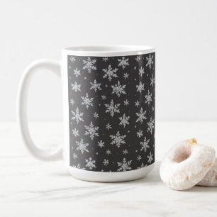 Elegant Silver Snöflinga   Vinterfirande  Kaffemugg